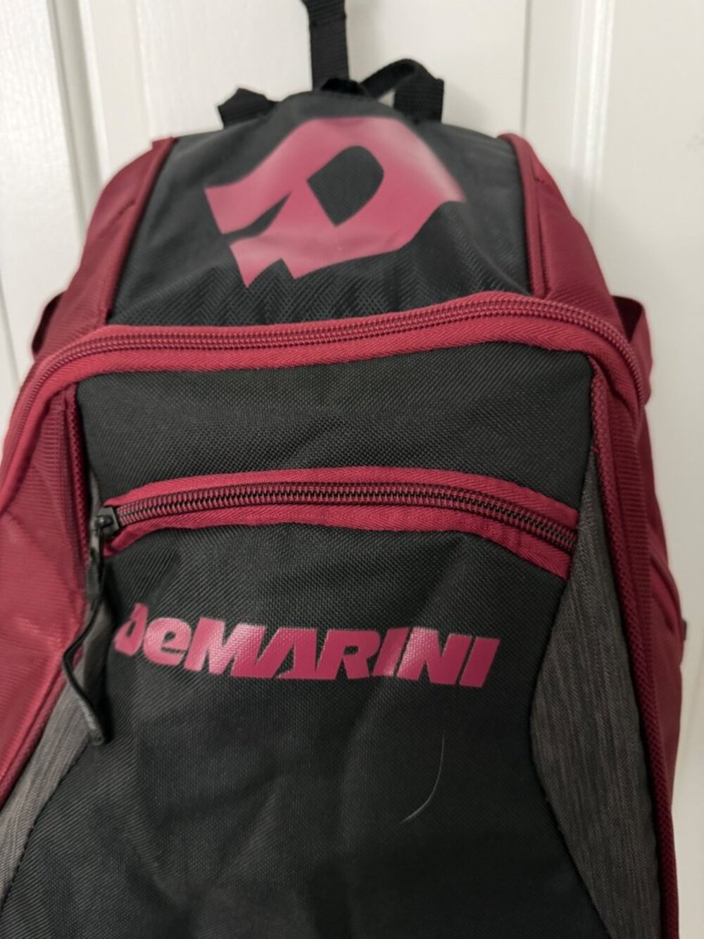 DeMarini Baseball Equipment Backpack Red Black - size of 11.5x9x17" - Picture 2 of 8